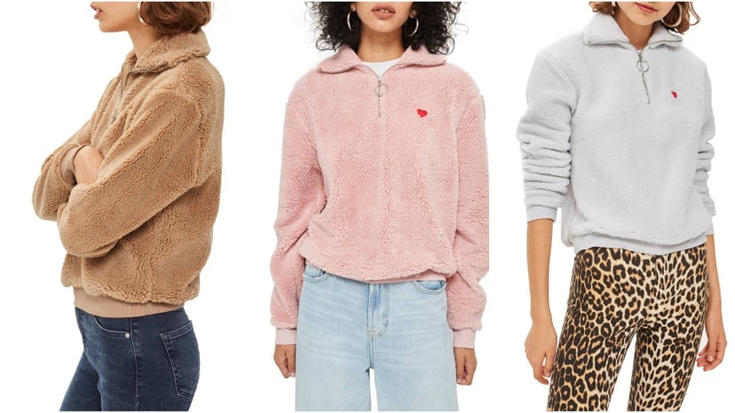 Topshop borg heart quarter zip pullover sales