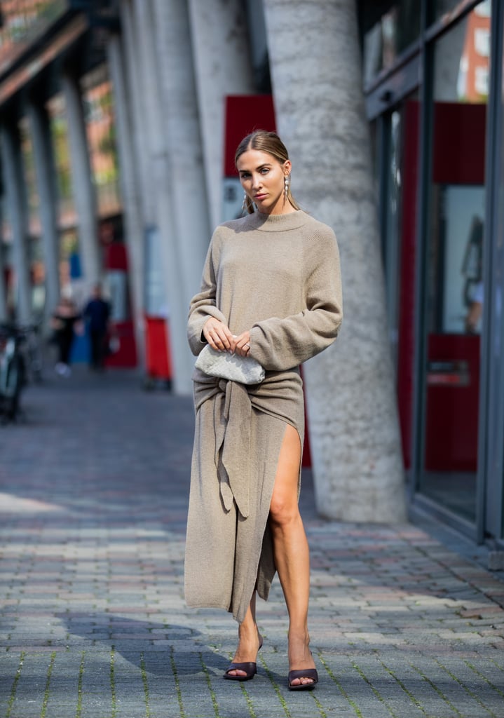 Opt for the brand's square-toed heels with a cosy sweater dress.