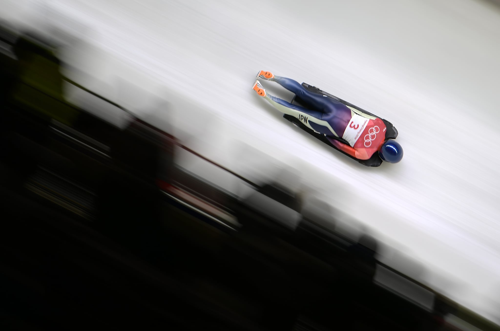 Japan's Takako Oguchi competes in the women's skeleton heat 3 run during the Pyeongchang 2018 Winter Olympic Games, at the Olympic Sliding Centre on February 17, 2018 in Pyeongchang.  / AFP PHOTO / MOHD RASFAN        (Photo credit should read MOHD RASFAN/AFP via Getty Images)