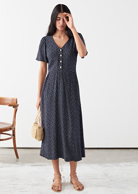 & Other Stories Gathered Flutter Sleeve Maxi Dress