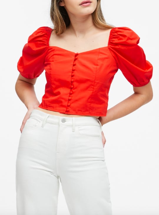 Puff-Sleeve Cropped Top