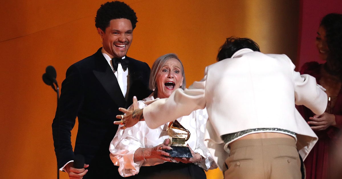 The Sweet Moment Harry Styles Danced With a 78-Year-Old Fan on Stage at the Grammys