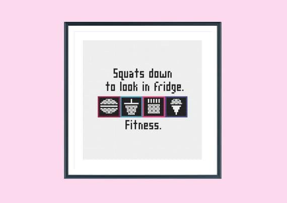 Squats Down to Look in the Fridge pattern