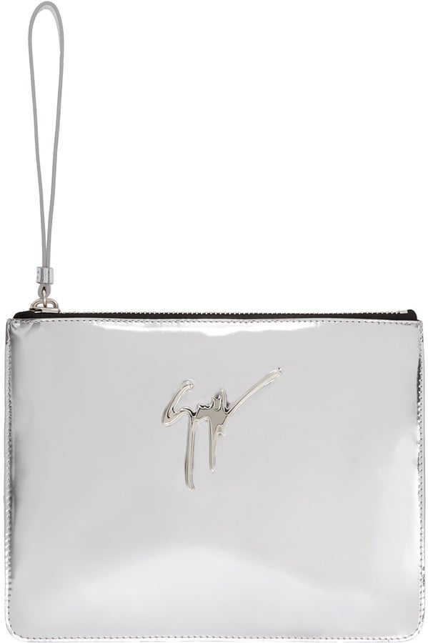 Giuseppe Zanotti Silver Leather Pouch ($540)