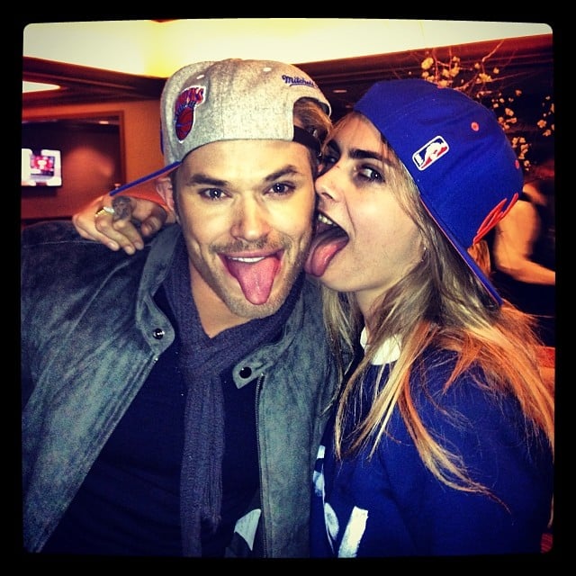 Cara Delevingne and Kellan Lutz got their licks before taking in that now-infamous Detroit Pistons game.
Source: Instagram user caradelevingne