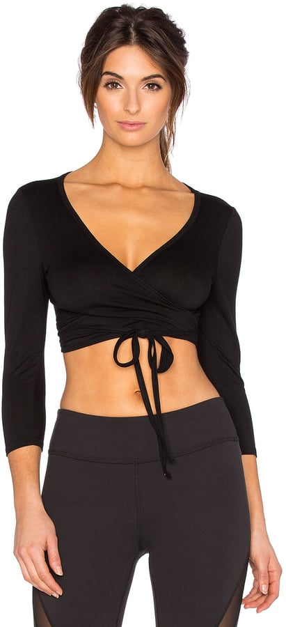 Beyond Yoga Heathered Wrapped 3/4 Sleeve Crop Top