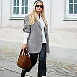 Fall Outfit Idea: Plaid Blazer + Furry Bag