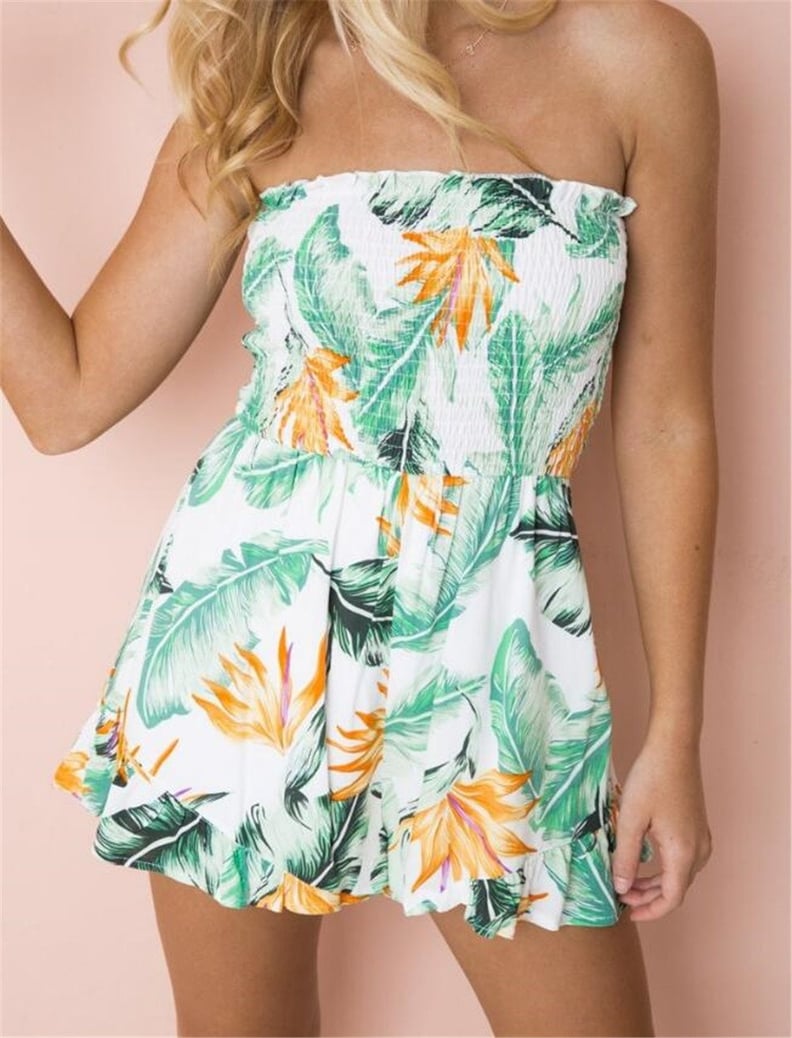 Lukycild Strapless Floral Romper