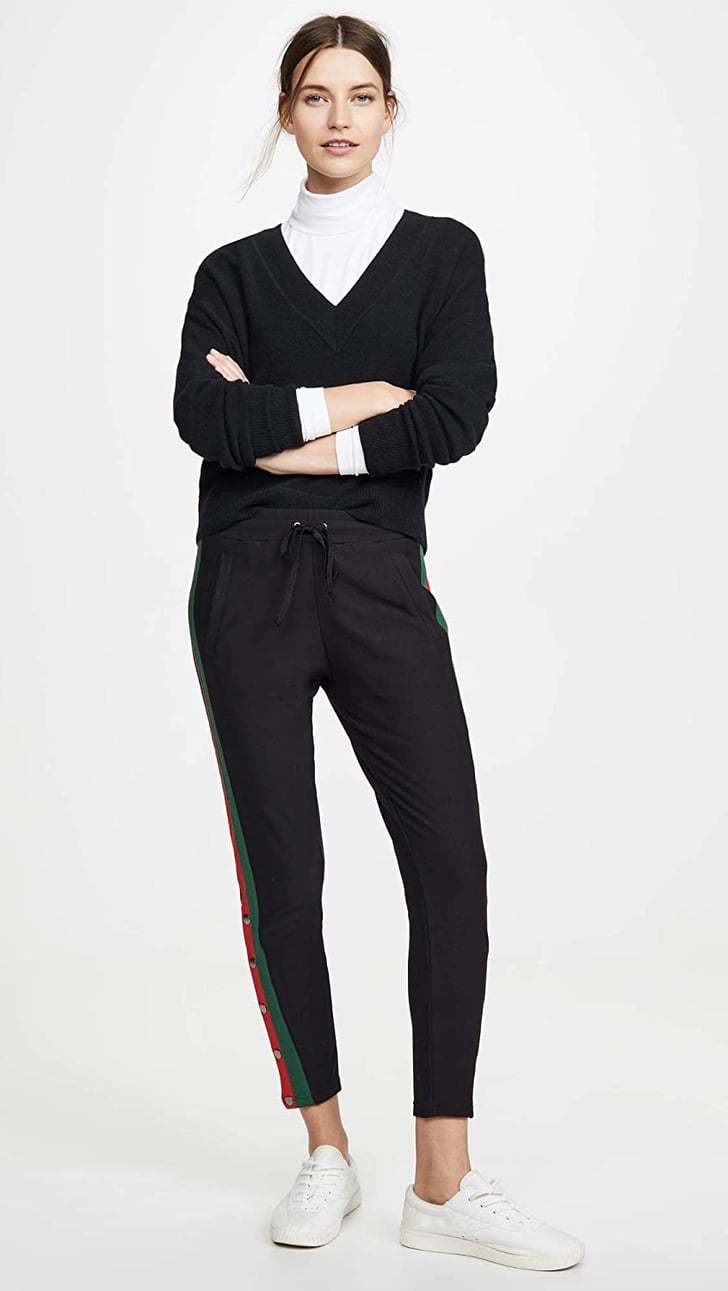 plush fleece lined tuxedo track pants