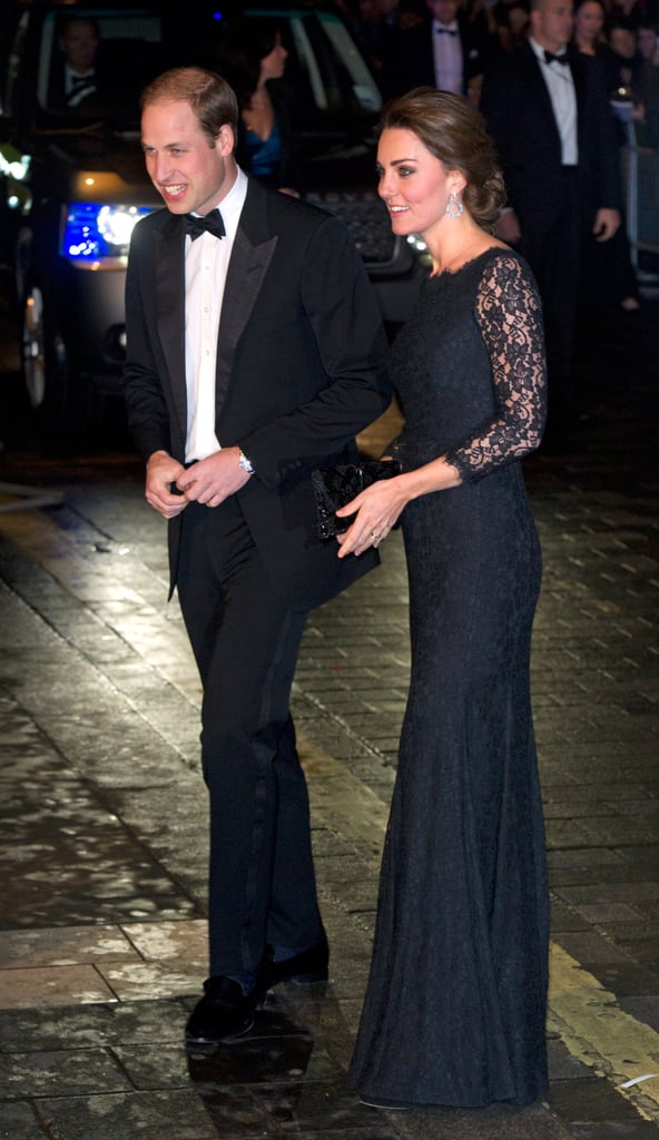 In Nov. 2014, Kate and Prince William attended the Royal Variety Performance in London. She wore a formfitting lace-sleeved dress by Diane von Furstenberg and even met Harry Styles that same night.