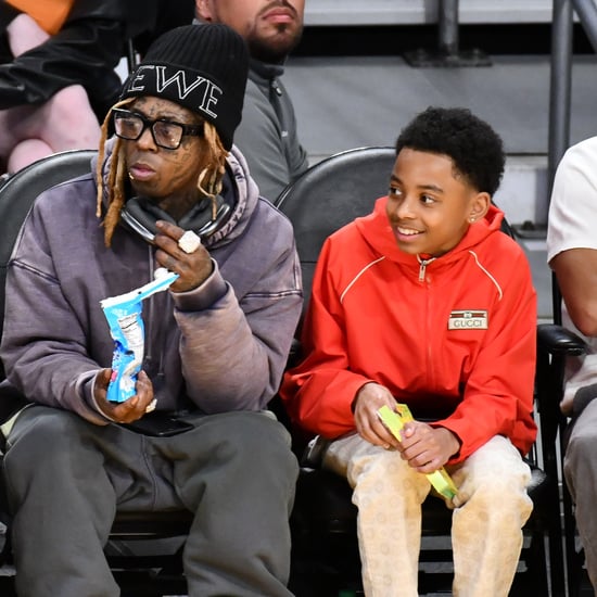 Lil Wayne and Son Kameron Carter Attend Lakers Game