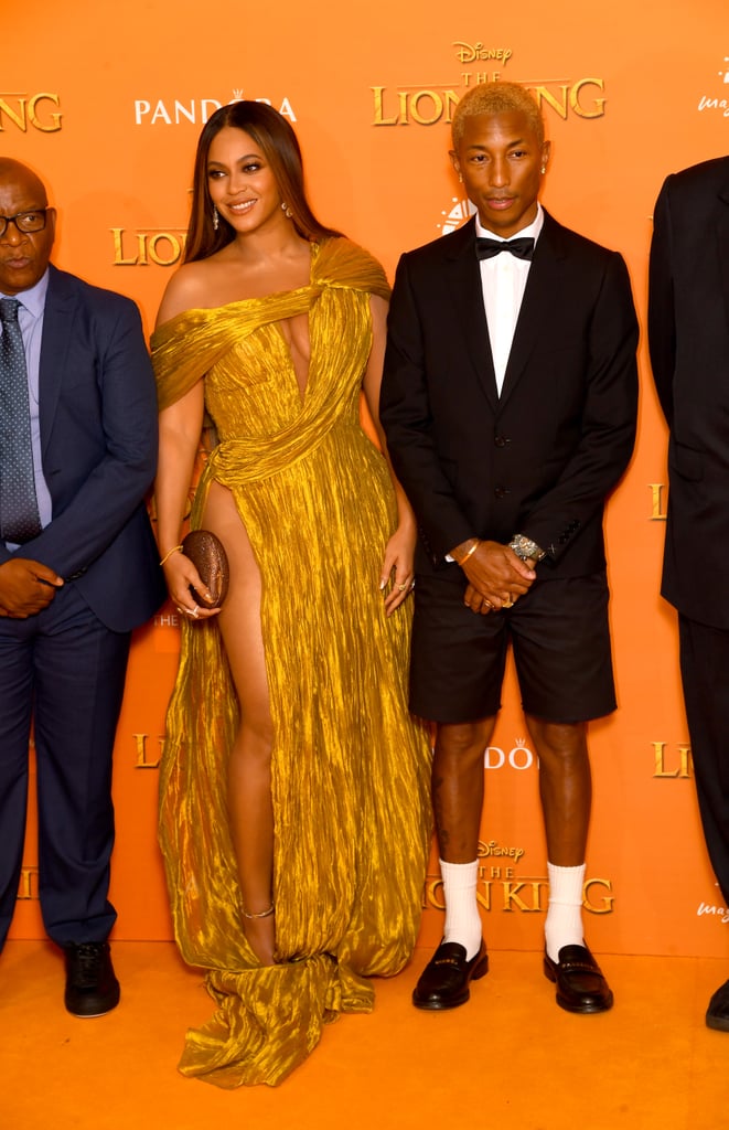 Pictured: Lebo M., Beyoncé, and Pharrell Williams at The Lion King premiere in London.