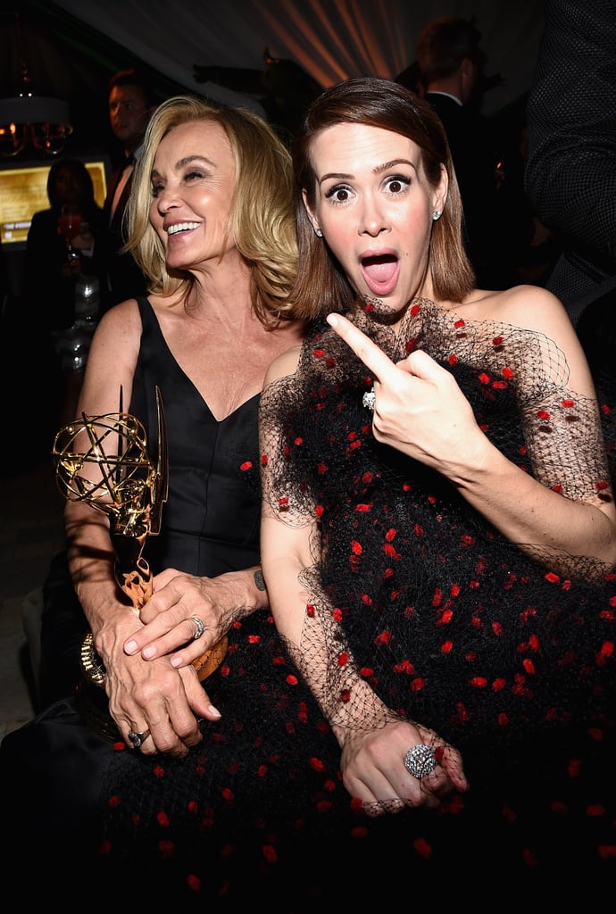 Sarah Paulson was happy about costar Jessica Lange's Emmy win at the Fox/FX bash.