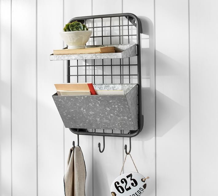 Antique Zin Bin With Hooks ($69)