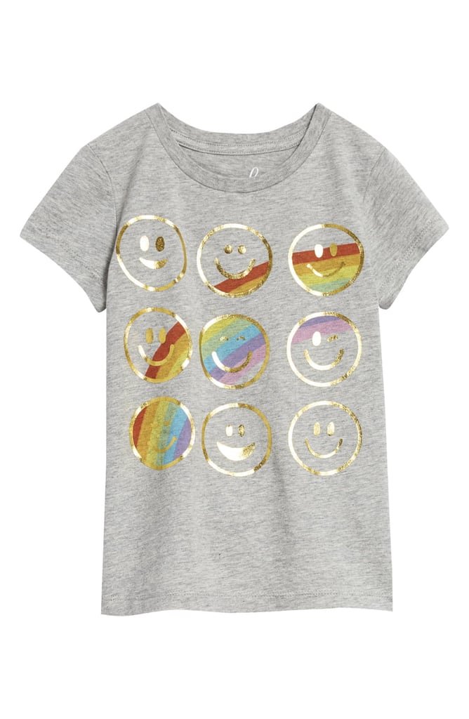 Peek Aren't You Curious Smiley Faces Rainbow Graphic Tee