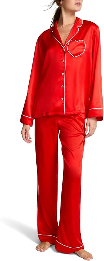 Victoria's Secret Signature Satin Bow Stripe Long Pajama Set