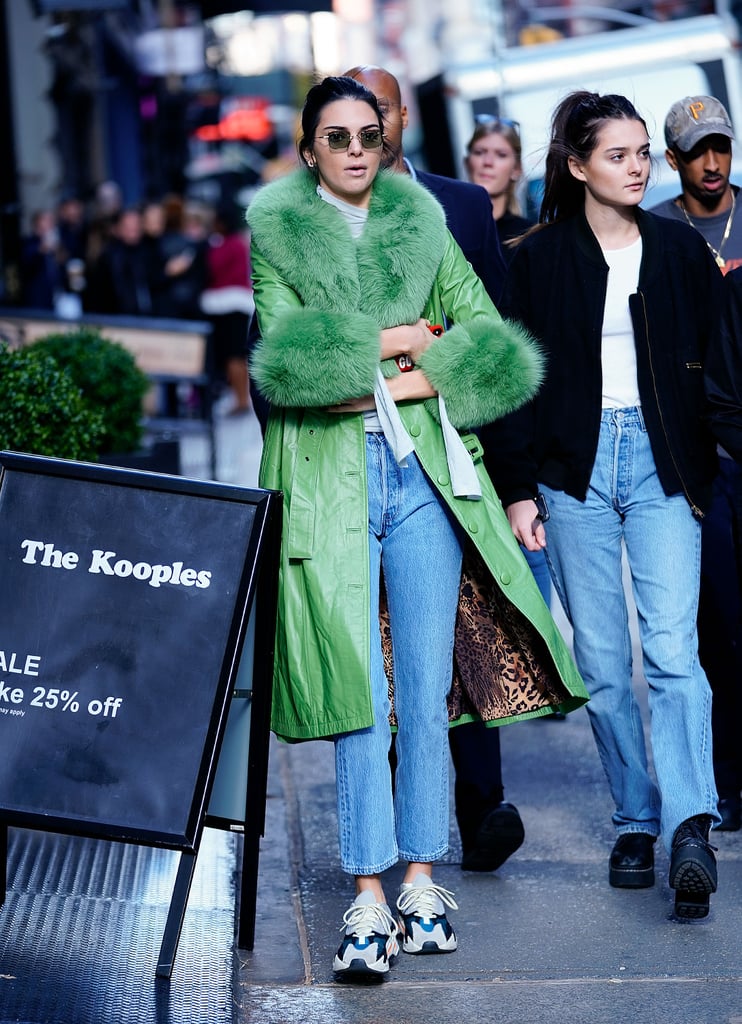 Kendall Jenner Green Coat on Her Birthday in NYC 2018
