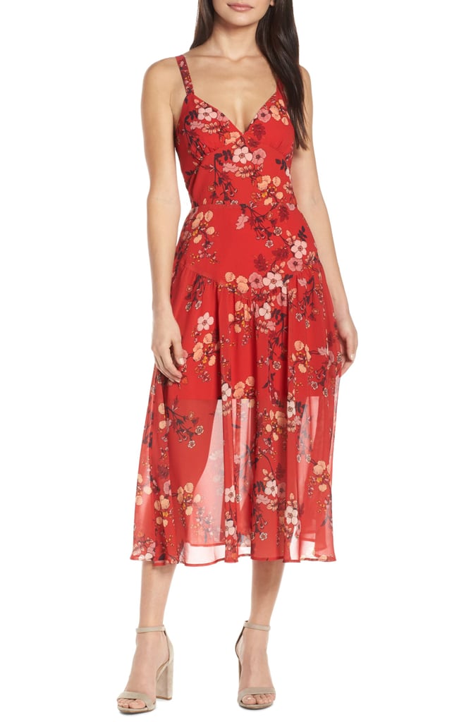 Cooper St Disco Floral Print Midi Dress