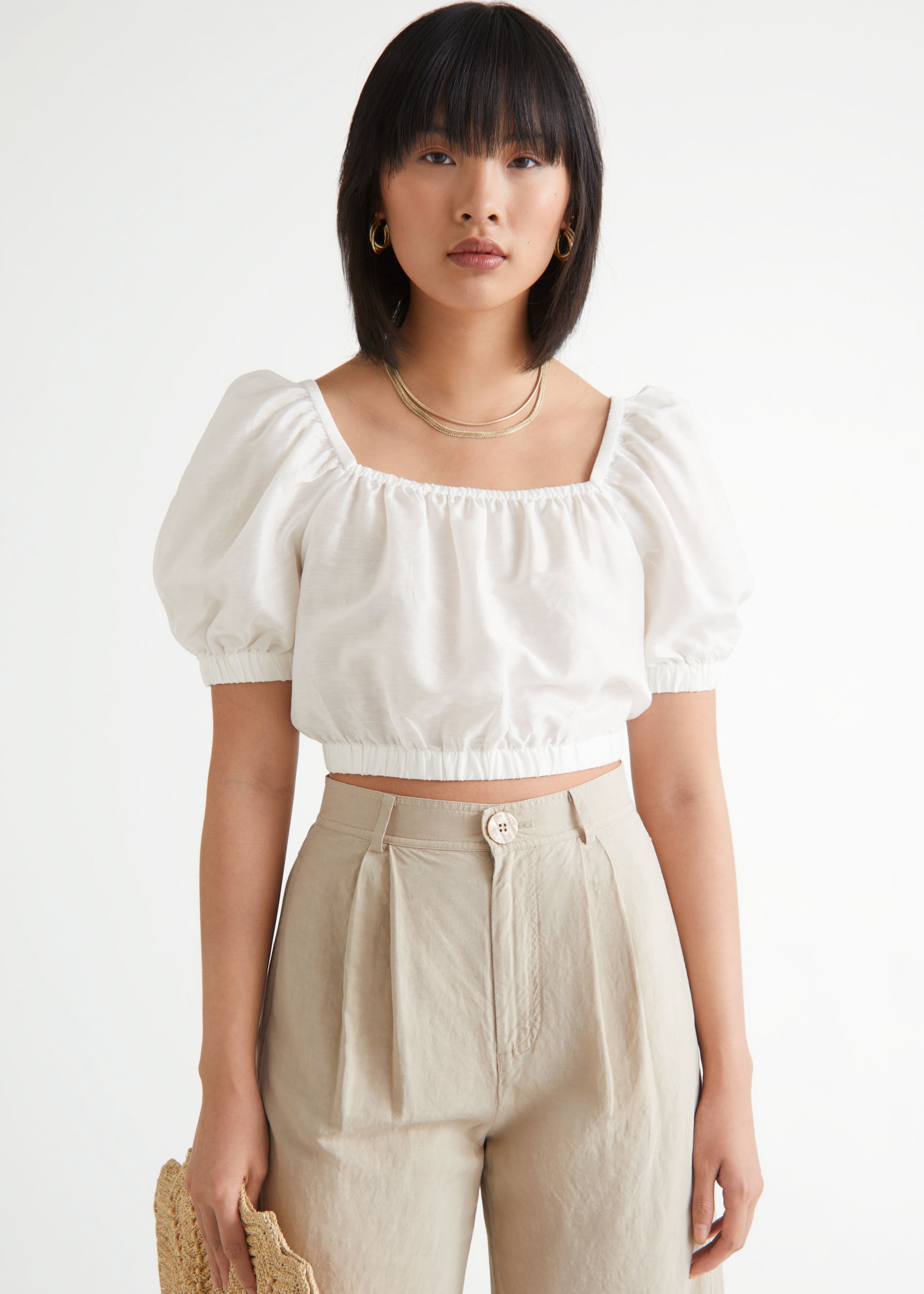 & other stories puff sleeve crop top