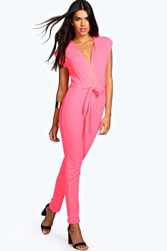 Boohoo Petite Millie Wrap Over Jumpsuits