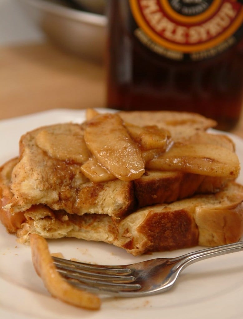 Challah French Toast With Warm Maple-Apple Compote
