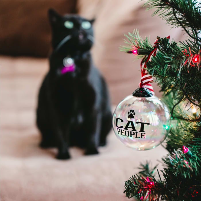 Cat People Iridescent Glass Ornament
