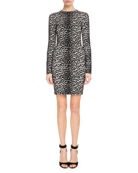 Givenchy Long-Sleeved Leopard Jacquard Body-Con Dress