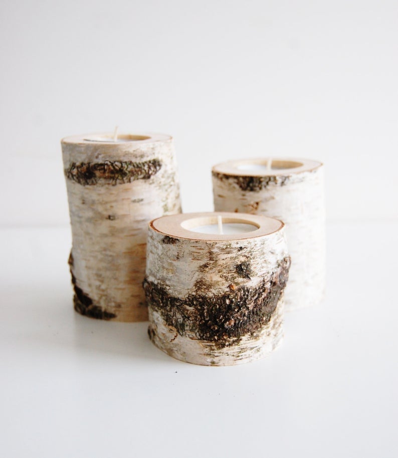 Wooden Tree Branch Candleholders