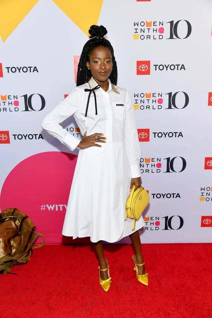 Amanda wore Prada for the 10th Anniversary Women in the World Summit in NYC in April 2019 (she did her own hair and makeup for the event!).