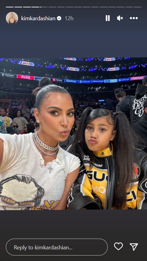 Kim Kardashian and North West Attend Lakers Game