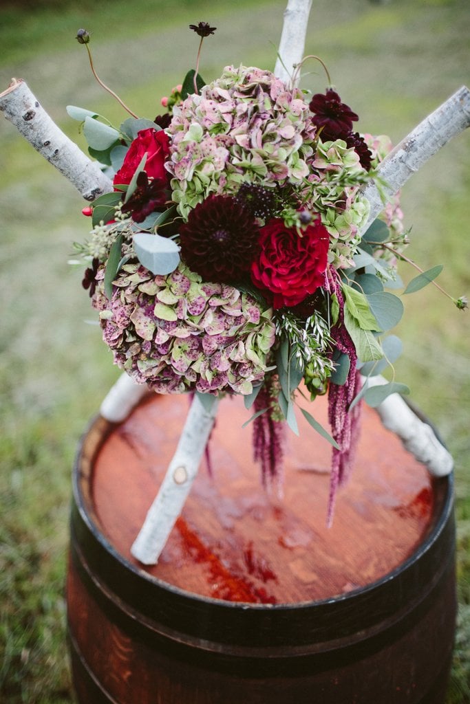 Hydrangeas, dahlias, chrysanthemum, and amaranth