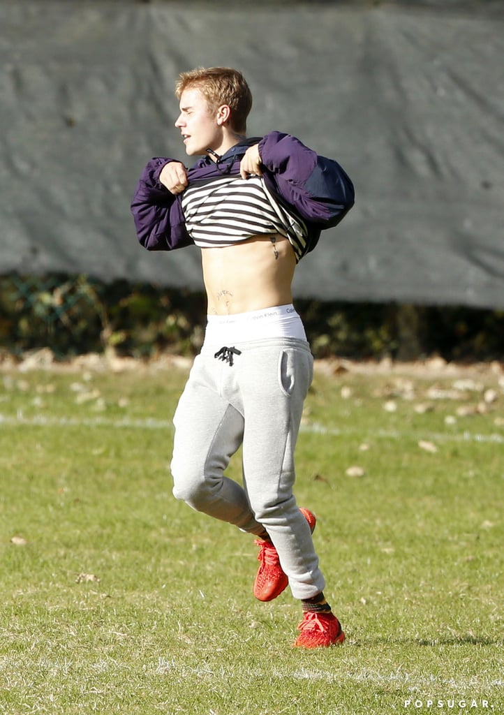Justin Bieber Playing Soccer With Students in London