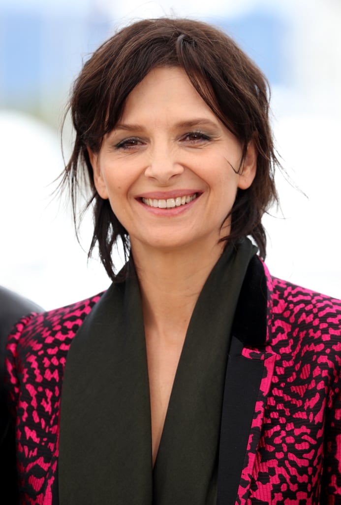 Juliette Binoche wore her short hair undone and looked utterly chic at a photocall for Slack Bay.