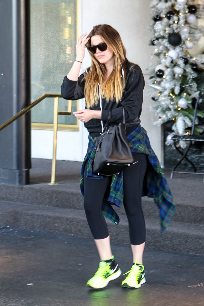 Khloé Kardashian wore workout gear in LA on Tuesday.