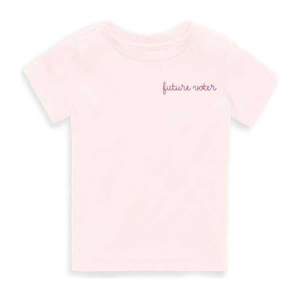 Future Voter Embroidered Short-Sleeve Tee in Pink