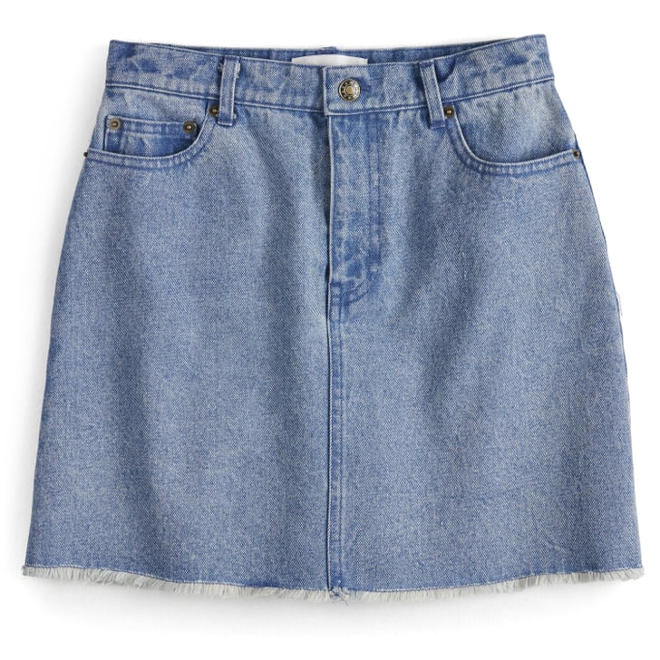 frayed hem jean skirt