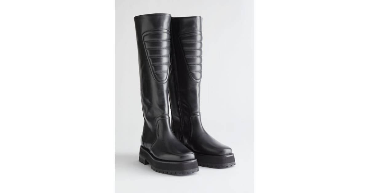 Topstitched tall leather boots clearance