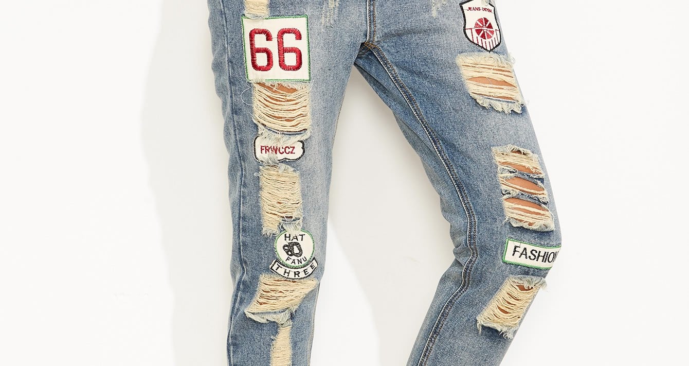 Womens jeans with patches on them discount