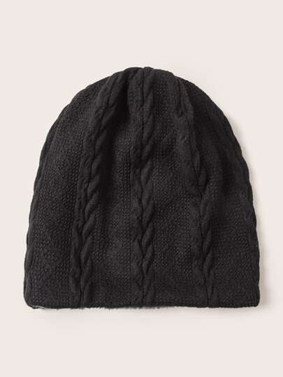 Shein Solid Braided Beanie