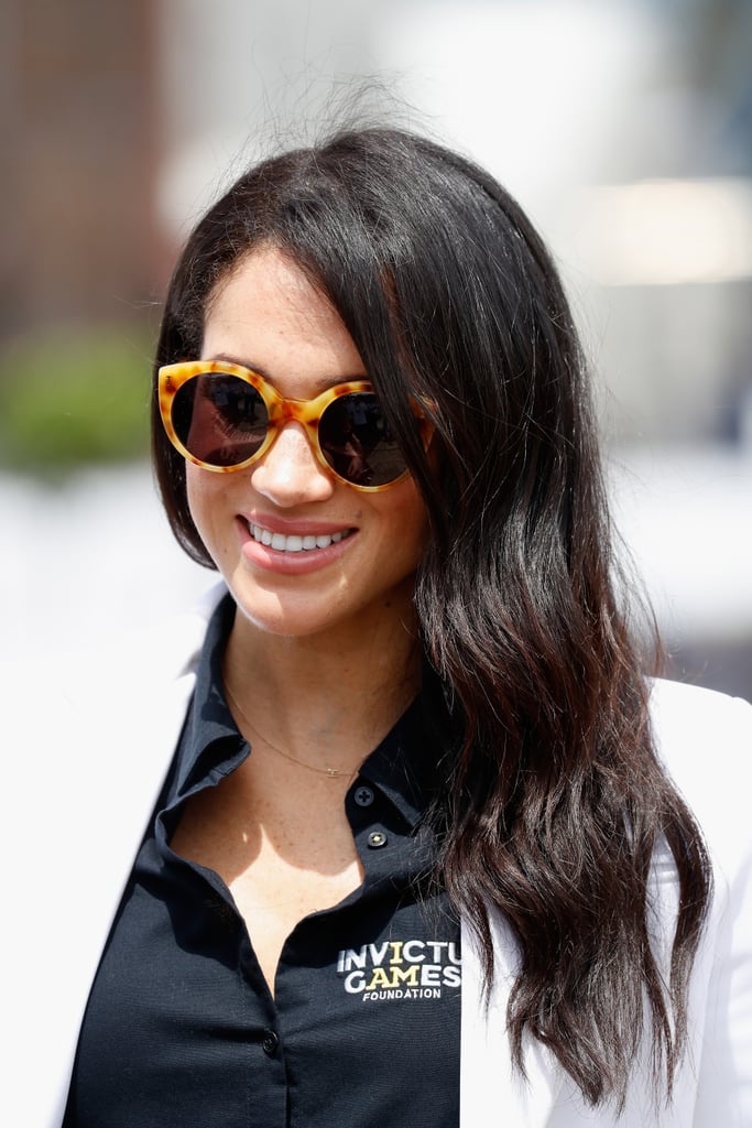 Meghan wore the Illesteva Palm Beach style, a statement cat eye, in the amber colourway.