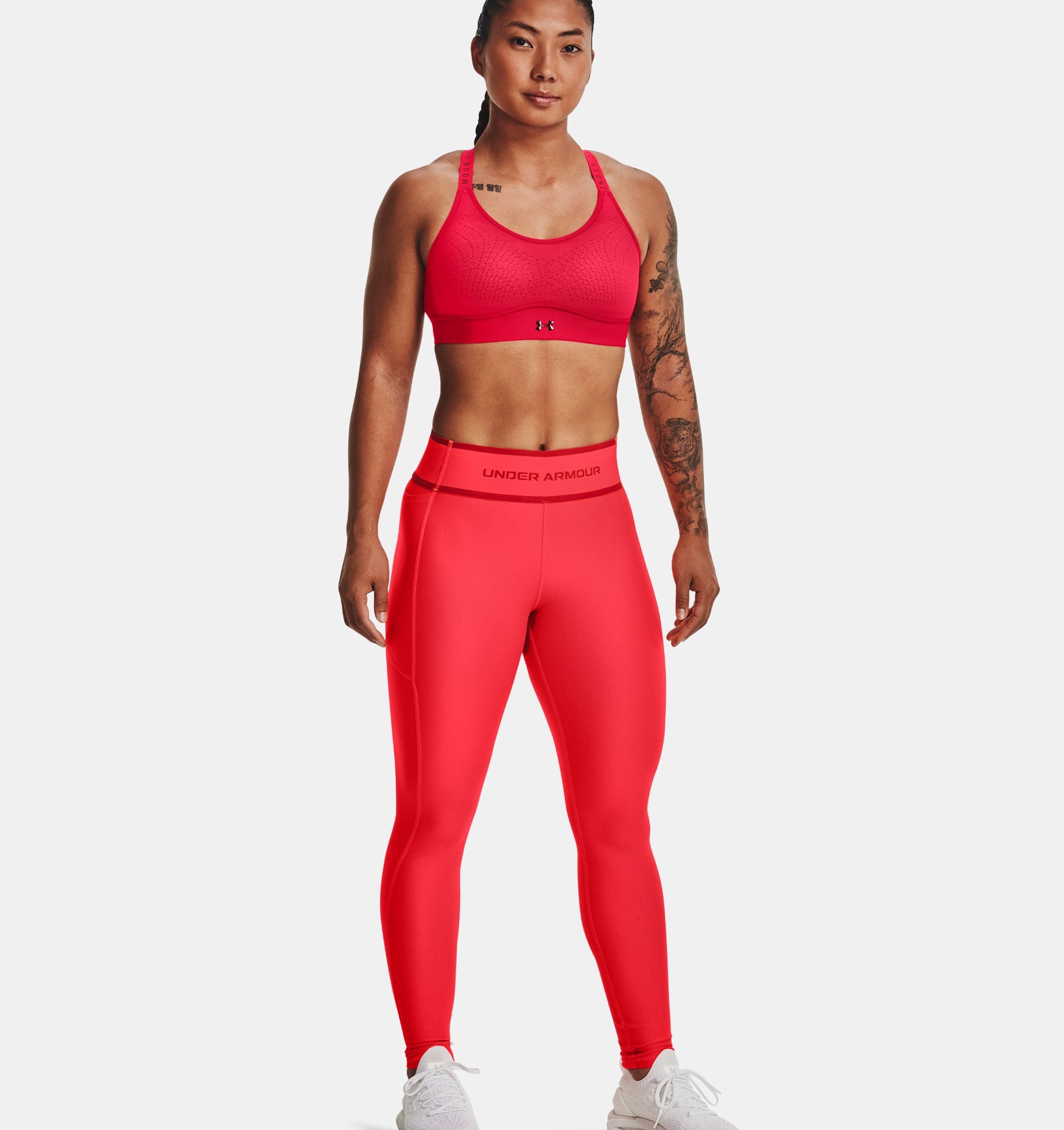 Under Armour Leggings Women YLG Youth Large Red HeatGear Rock Bull Fitted  Active