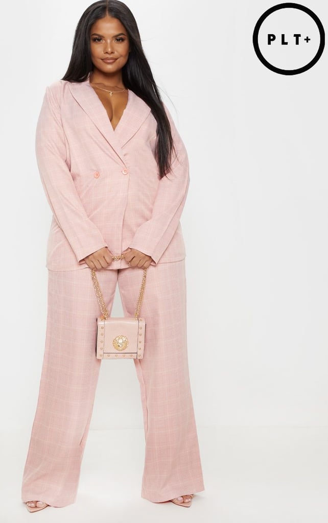 Pretty Little Thing Plus Dusty Pink Check Suit Pants Michelle Obama's
