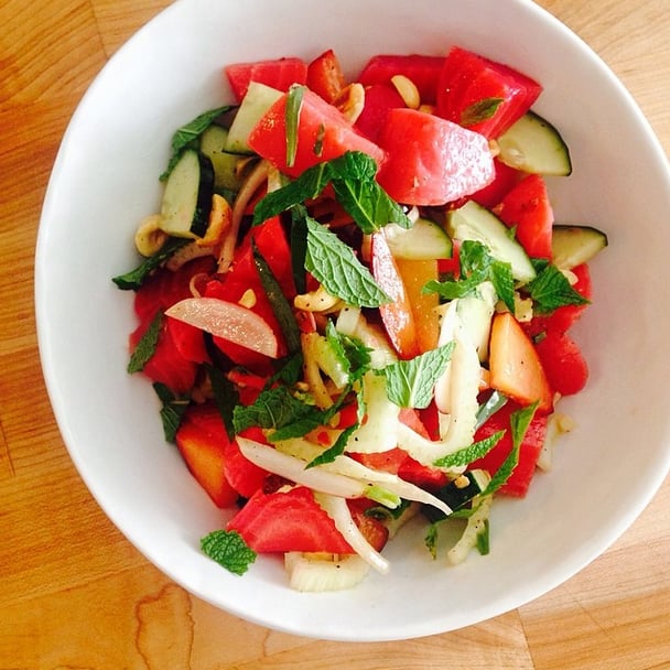 Put a creative spin on a typical salad and combine sweet plums, crunchy fennel, and refreshing mint. 
Source: Instagram user juiceboxseattle
