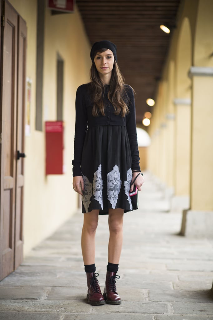 Give your dress the tough-girl effect with a pair of Dr. Martens.
Source: Le 21ème | Adam Katz Sinding