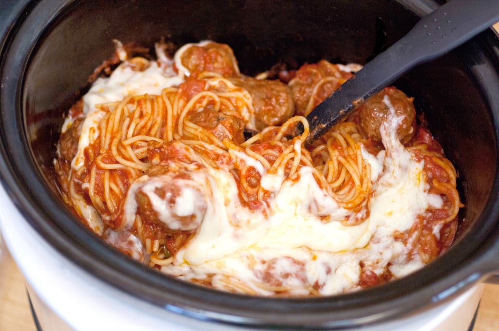 Slow-Cooker Cheesy Spaghetti and Meatballs