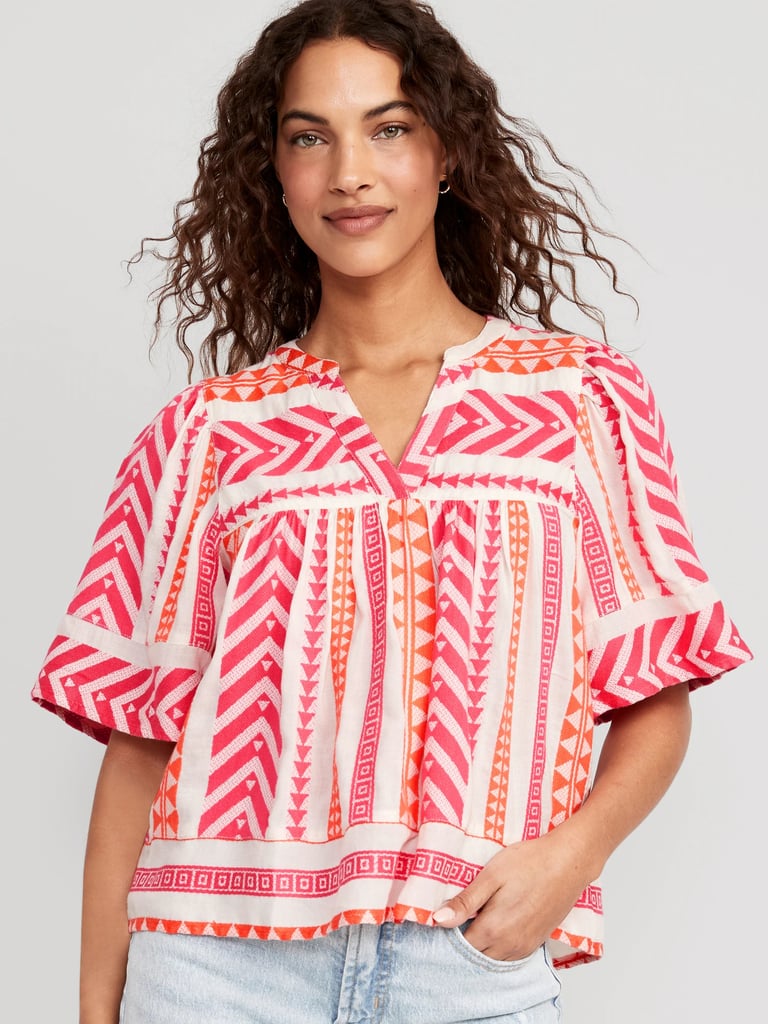 Old Navy Short-Sleeve Textured V-Neck Top