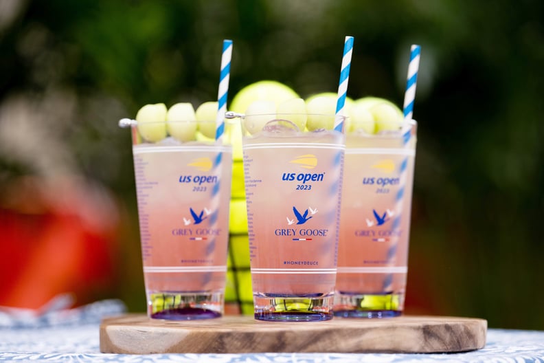 the pink US Open Honey Deuce cocktail with melon balls