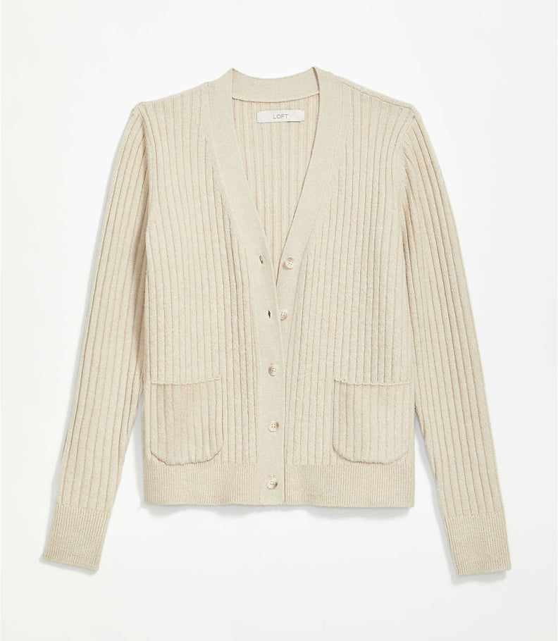 Ribbed V-Neck Pocket Cardigan