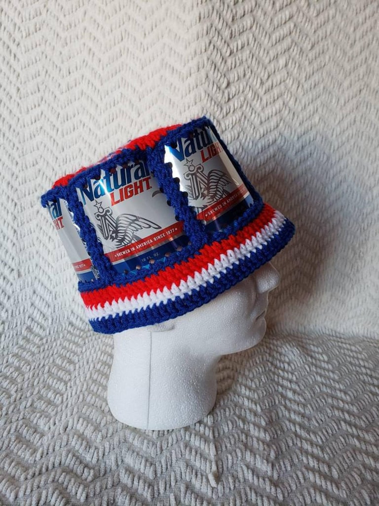 Natural Light Handmade Crochet Beer Can Hat