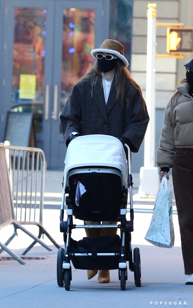 Shop Gigi Hadid's Mango Coat and Shearling LV Bucket Hat